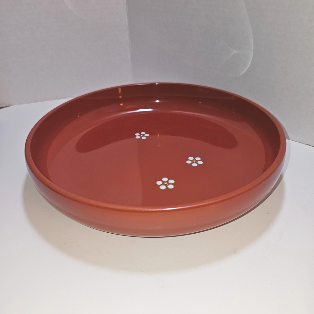 Vintage Yamanaka Japanese Lacquerware Round Serving Tray‎ Red Floral 10 Inch